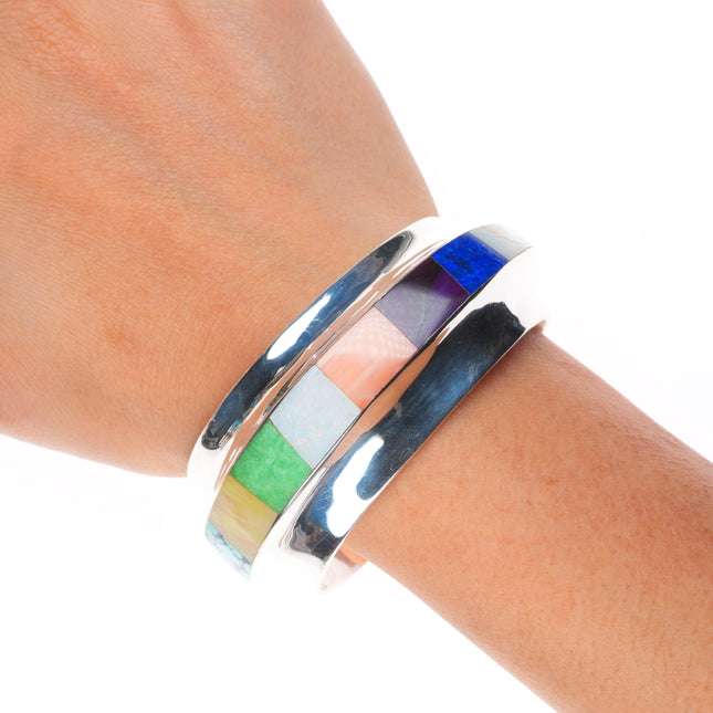 6.5" Frank Carrillo Laguna Sterling silver Sugilite, Coral, opal cuff bracelet