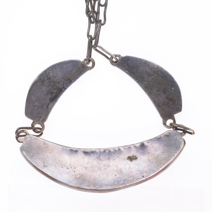 Vintage Zuni sterling silver high grade turquoise/shell channel inlay necklace