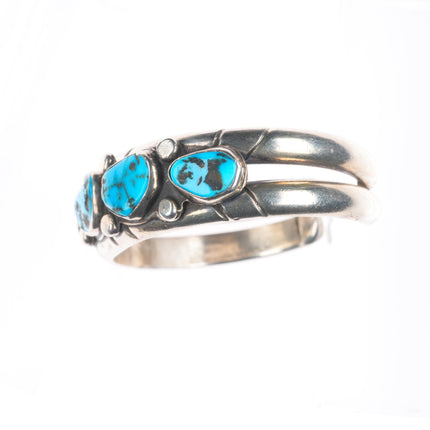 6.4" 40's-50's Vintage Navajo Sturdy row cuff bracelet with nice turquoise