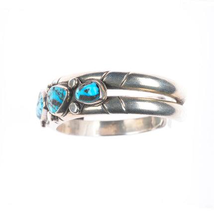 6.4" 40's-50's Vintage Navajo Sturdy row cuff bracelet with nice turquoise