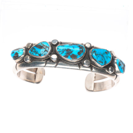 6.4" 40's-50's Vintage Navajo Sturdy row cuff bracelet with nice turquoise