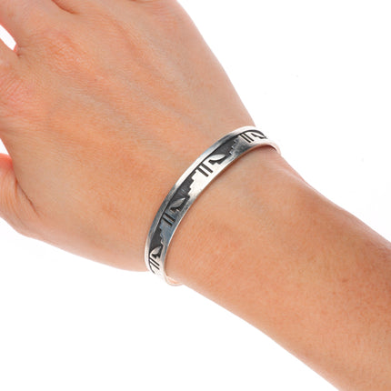 6.2" Eldon Kalemsa Sr Siwingyumptewa Hopi Overlay cuff bracelet sterling silver