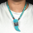 Vintage Santo Domingo sterling silver turquoise tooth//claw form pendant