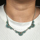 Vintage Zuni sterling silver turquoise petit point cluster necklace