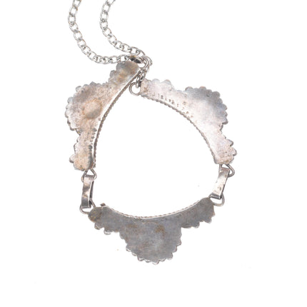 Vintage Zuni sterling silver turquoise petit point cluster necklace