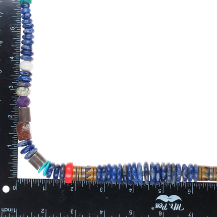 Tommy Singer Navajo sterling silver, Brass, Sodalite, turquoise, coral necklace