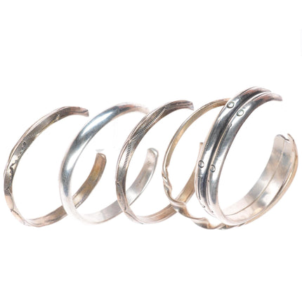 6.4"+ Vintage Navajo sterling silver carinated/stamped stacker cuff bracelet lot