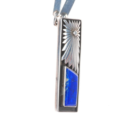 Vintage Benny Ration Navajo sterling silver lapis lazuli pendant necklace