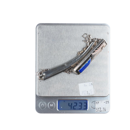 Vintage Benny Ration Navajo sterling silver lapis lazuli pendant necklace