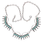 c1950 Vintage Zuni sterling silver snake eye turquoise bib style necklace