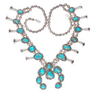 c1950 Navajo sterling silver high grade turquoise beaded squash blossom necklace