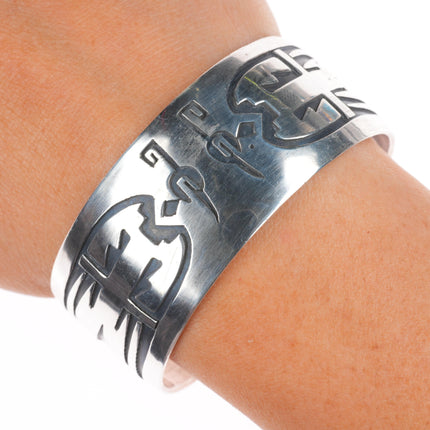 6.5" Willie Yazzie Navajo vintage sterling silver thunderbird cuff bracelet