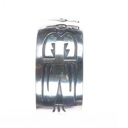 6.5" Willie Yazzie Navajo vintage sterling silver thunderbird cuff bracelet