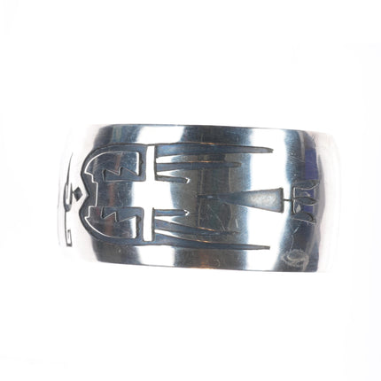 6.5" Willie Yazzie Navajo vintage sterling silver thunderbird cuff bracelet
