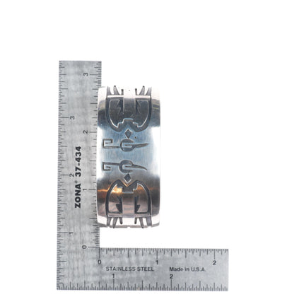 6.5" Willie Yazzie Navajo vintage sterling silver thunderbird cuff bracelet