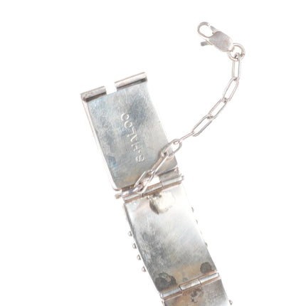 7" Stephen Haloo Zuni sterling silver snake eye turquoise vintage link bracelet
