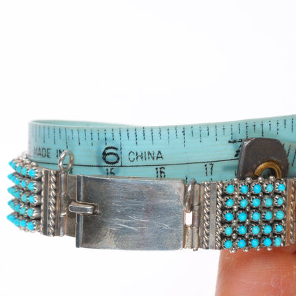 7" Stephen Haloo Zuni sterling silver snake eye turquoise vintage link bracelet
