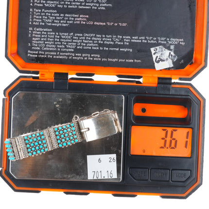 7" Stephen Haloo Zuni sterling silver snake eye turquoise vintage link bracelet