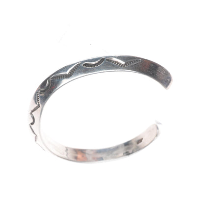 7" Vintage Navajo JEC Deep stamped sterling silver carinated cuff bracelet