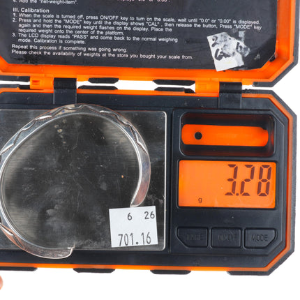 7" Vintage Navajo JEC Deep stamped sterling silver carinated cuff bracelet