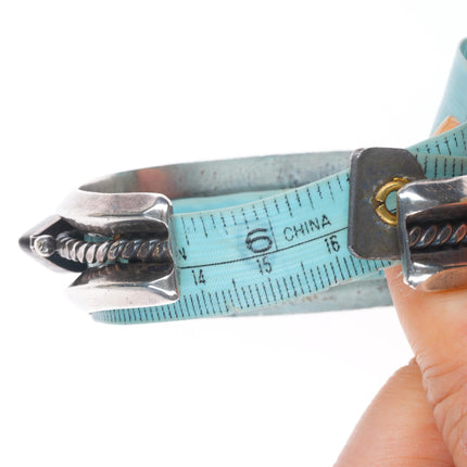 6.4" c1950's Navajo Blue Gem turquoise modernist sterling silver cuff bracelet