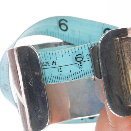 6.1" Les Baker Shop Cobblestone inlay modernist sterling silver cuff bracelet