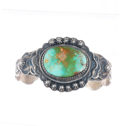 6.75" Lorenzo Juan Navajo sterling silver Royston turquoise cuff bracelet