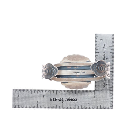 6.75" Lorenzo Juan Navajo sterling silver Royston turquoise cuff bracelet