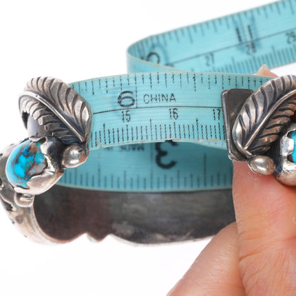 6.75" Vintage Navajo High Grade turquoise sterling silver cuff bracelet
