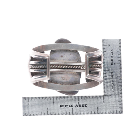 6.5" 1940's Tom Burnsides Navajo sterling silver cuff bracelet w/large turquoise