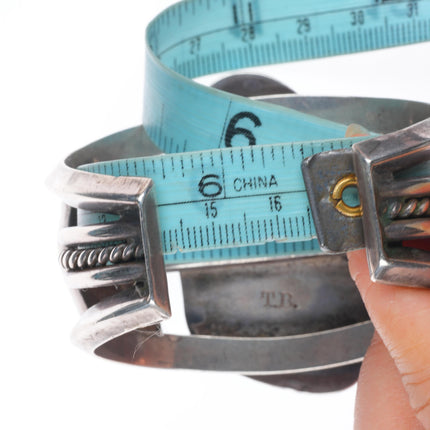 6.5" 1940's Tom Burnsides Navajo sterling silver cuff bracelet w/large turquoise