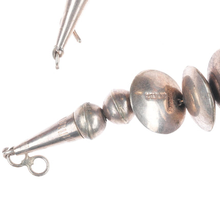 23.5" Southwestern sterling silver stamped pillow bead necklace