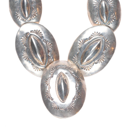 23.5" Southwestern sterling silver stamped pillow bead necklace
