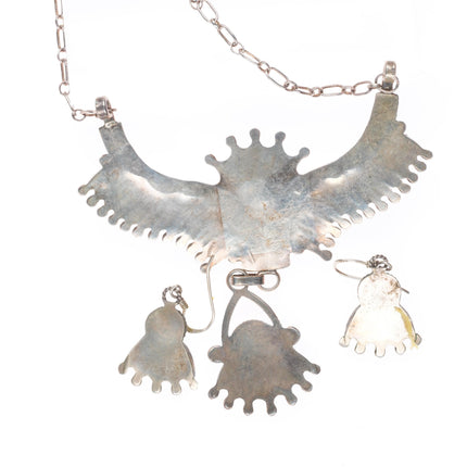 Leland Peyketewa Zuni Sterling silver needlepoint turquoise necklace/earring set