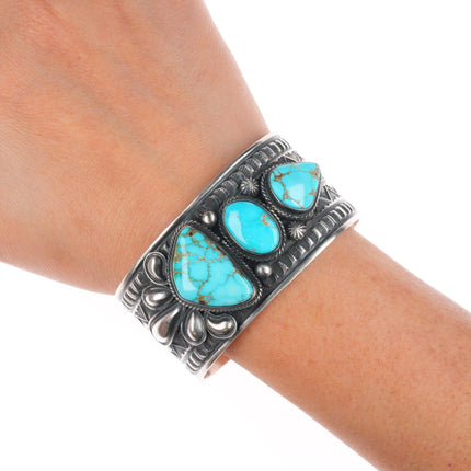 6.5" Andy Cadman Navajo high grade turquoise sterling silver cuff bracelet