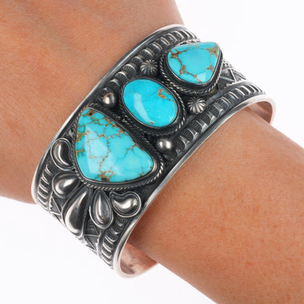 6.5" Andy Cadman Navajo high grade turquoise sterling silver cuff bracelet