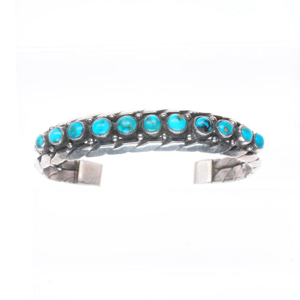 6" c1930's Zuni sterling silver high grade snake eye turquoise cuff bracelet