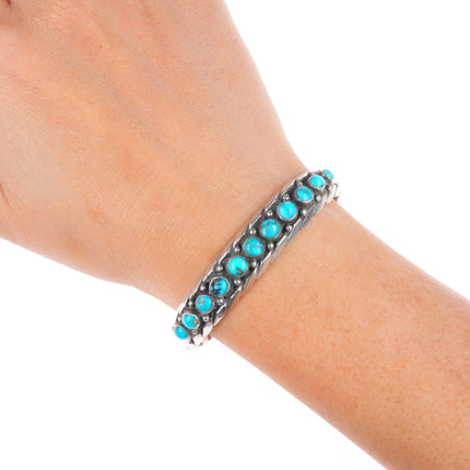 6" c1930's Zuni sterling silver high grade snake eye turquoise cuff bracelet