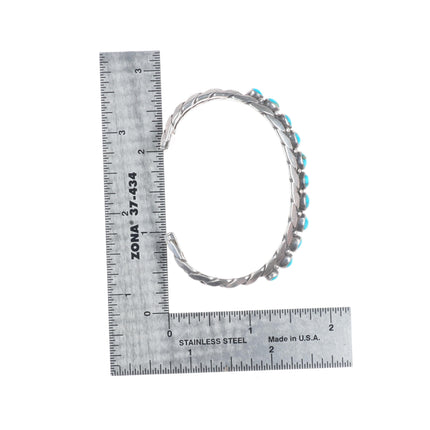 6" c1930's Zuni sterling silver high grade snake eye turquoise cuff bracelet