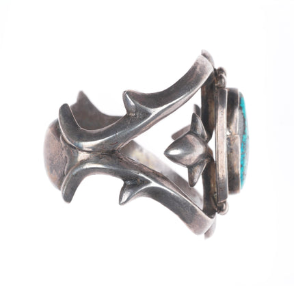 6" 40's-50's vintage Navajo sterling silver sandcast turquoise cuff bracelet