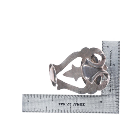 6" 40's-50's vintage Navajo sterling silver sandcast turquoise cuff bracelet