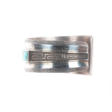 6.8" Sedalio Fidel Lovato Kewa Tufa cast sterling silver turquoise cuff bracelet