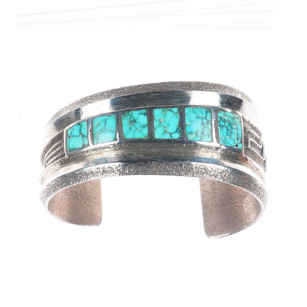 6.8" Sedalio Fidel Lovato Kewa Tufa cast sterling silver turquoise cuff bracelet