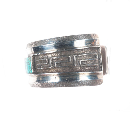 6.8" Sedalio Fidel Lovato Kewa Tufa cast sterling silver turquoise cuff bracelet