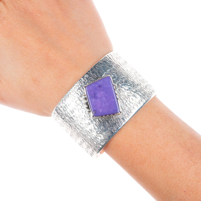 6.2" Darrell Jumbo Navajo sterling silver modernist charoite cuff bracelet