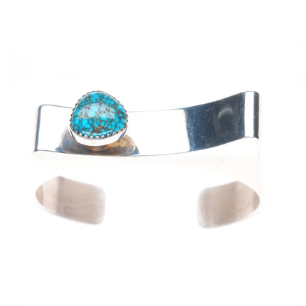 6" Harry Chavarria Santa Clara sterling silver spiderweb turquoise cuff bracelet