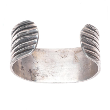 6.6" 1920's Antique Navajo ingot silver whirling logs/arrows stamp cuff bracelet