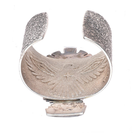 6" Huge Darryl Dean Begay Navajo tufa cast sterling silver turquoise cuff bracelet