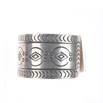 7.2" Vintage Navajo sterling silver chiseled/stamped wide cuff bracelet