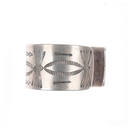 6.4" c1920's Antique Navajo Ingot silver whirling logs stamped cuff bracelet